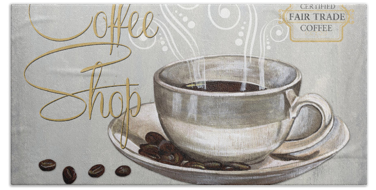 Coffee Hand Towel featuring the painting Coffee Shoppe 2 by Debbie DeWitt