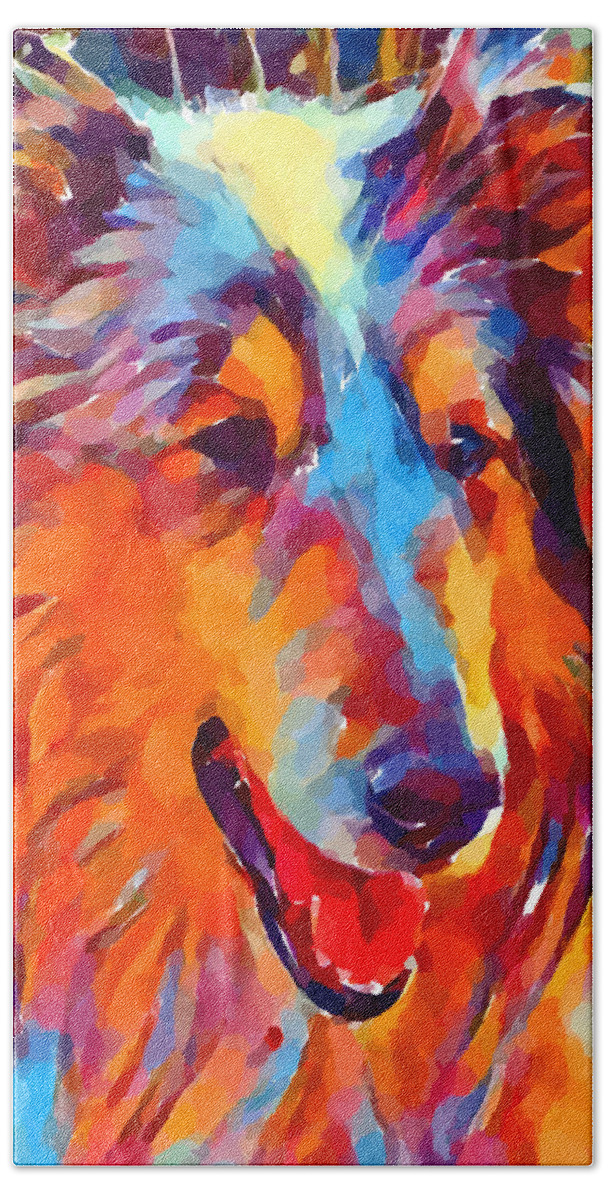 Collie Bath Towel featuring the painting Collie Watercolor by Chris Butler