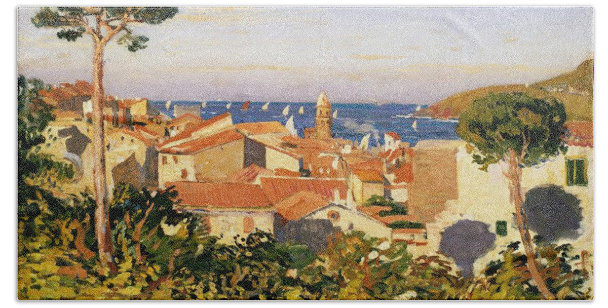 Collioure Bath Towel featuring the painting Collioure by James Dickson Innes