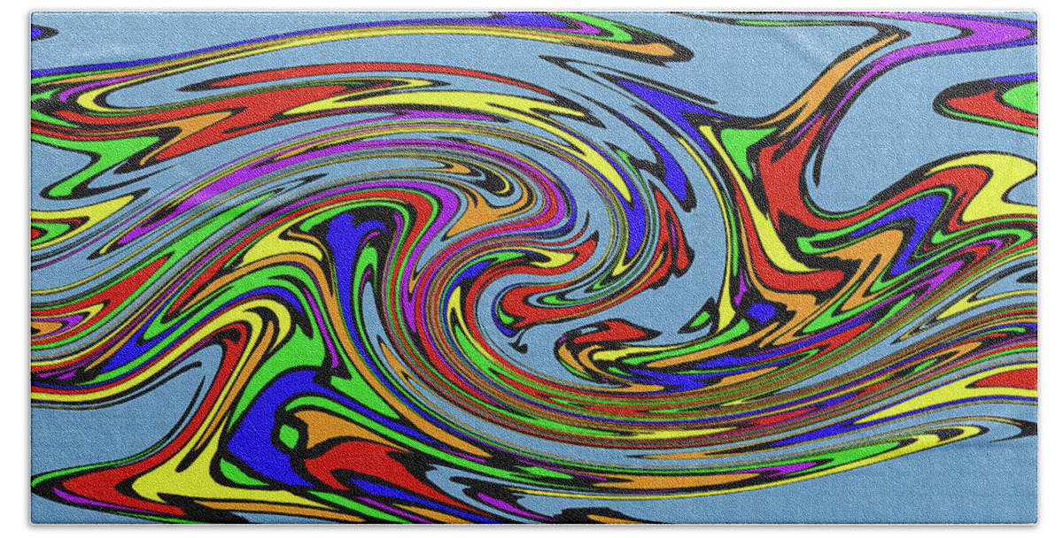 Color String Drawing Abstract #8 Bath Towel featuring the digital art Color String Drawing Abstract #8 by Tom Janca