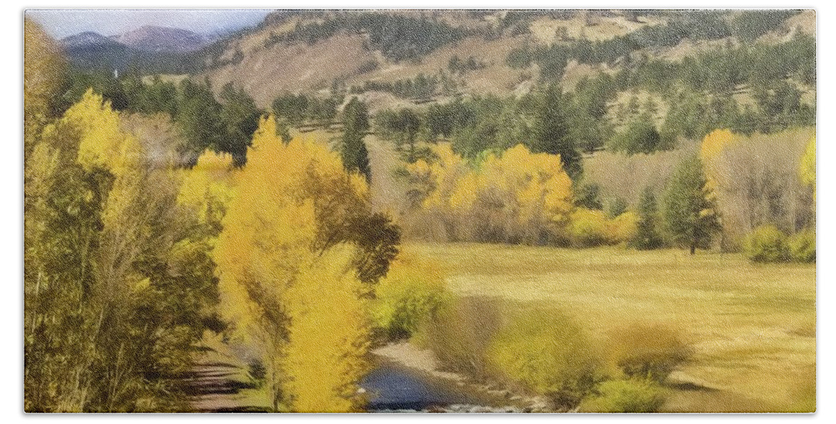 Colorado Hand Towel featuring the painting Colorado Fall Mountains by Steven Parker