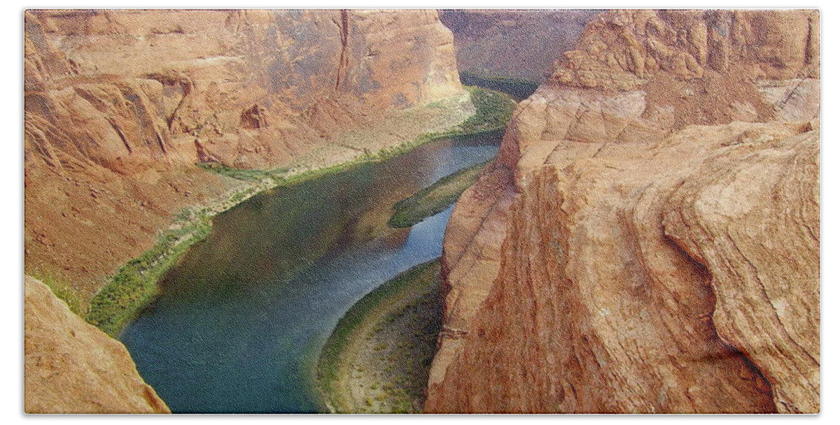 Colorado River Hand Towel featuring the photograph Colorado River Horseshoe Bend by Lyuba Filatova
