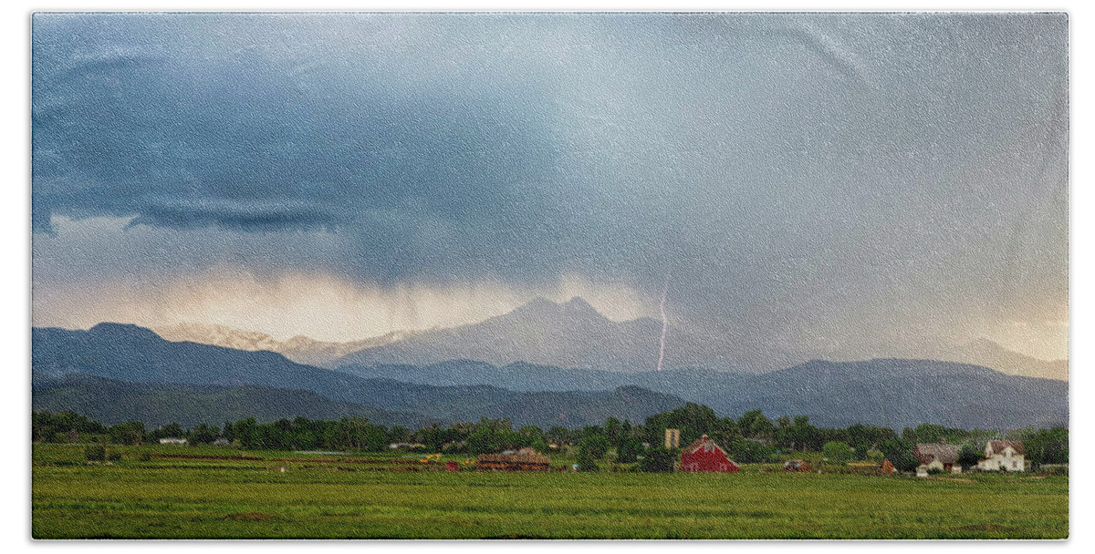 Severe Bath Towel featuring the photograph Colorado Rocky Mountain Red Barn Country Storm by James BO Insogna