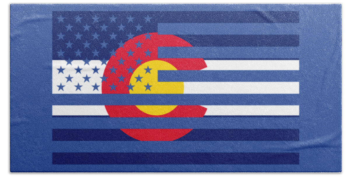 Colorado Bath Towel featuring the digital art Colorado State Flag Graphic USA Styling by Garaga Designs