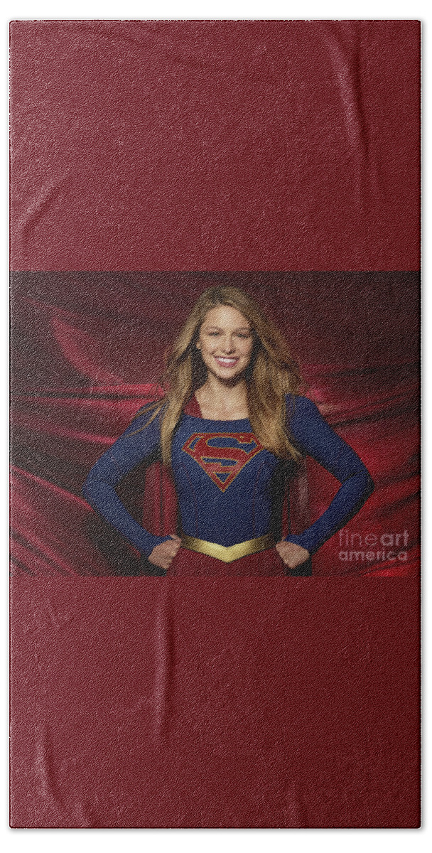Supergirl Bath Towel featuring the photograph Colored Pencil study of Supergirl - Melissa Benoist by Doc Braham