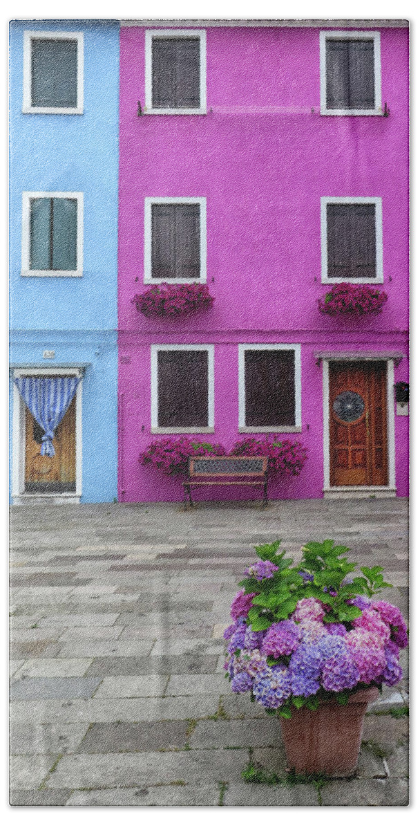 Burano Bath Towel featuring the photograph Colorful Burano by Dave Mills