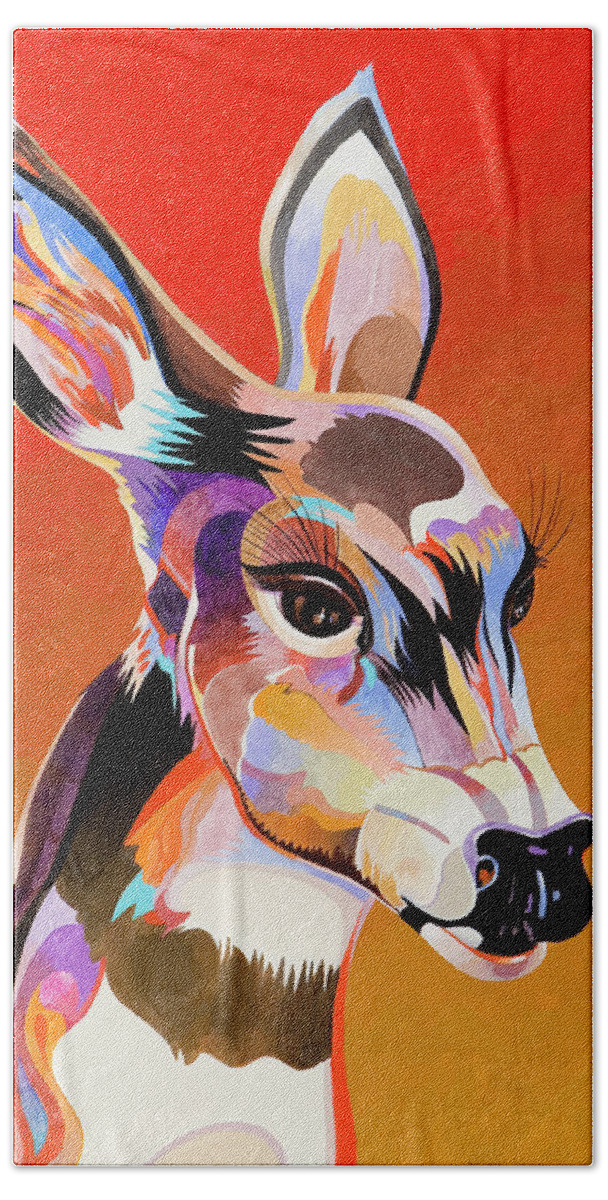 Animal Art Hand Towel featuring the painting Colorful Doe by Bob Coonts