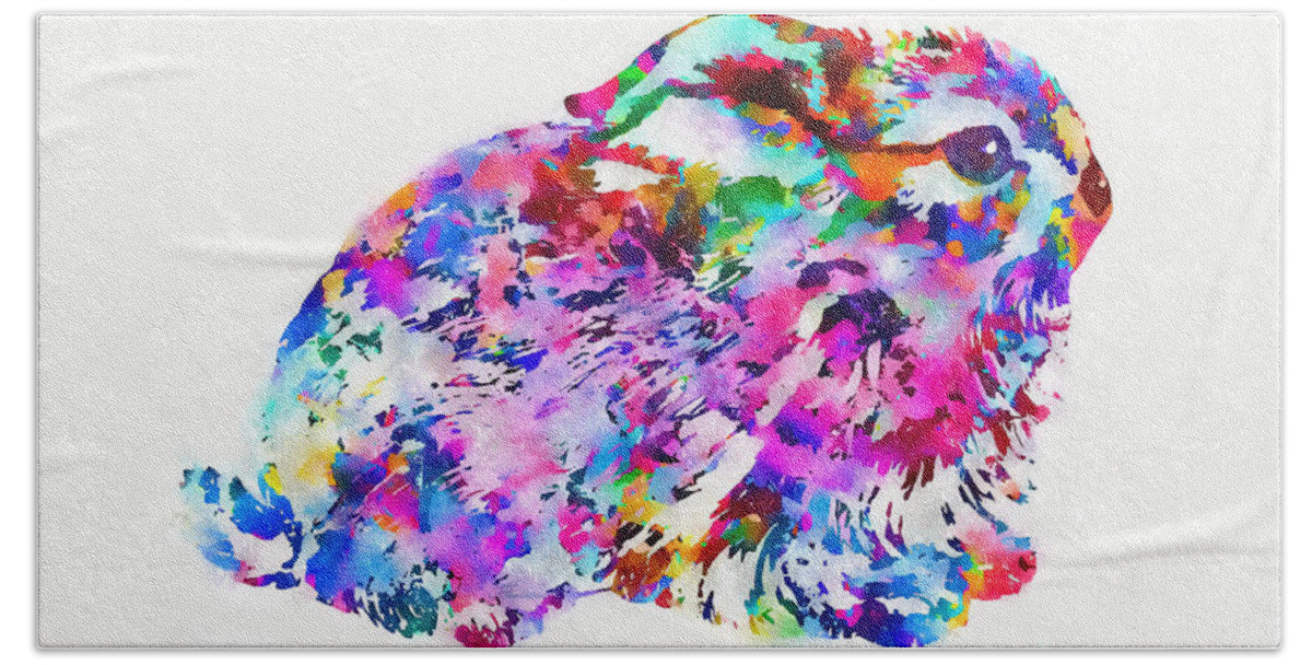 Color Fusion Hand Towel featuring the mixed media Colorful Hare Art by Olga Hamilton