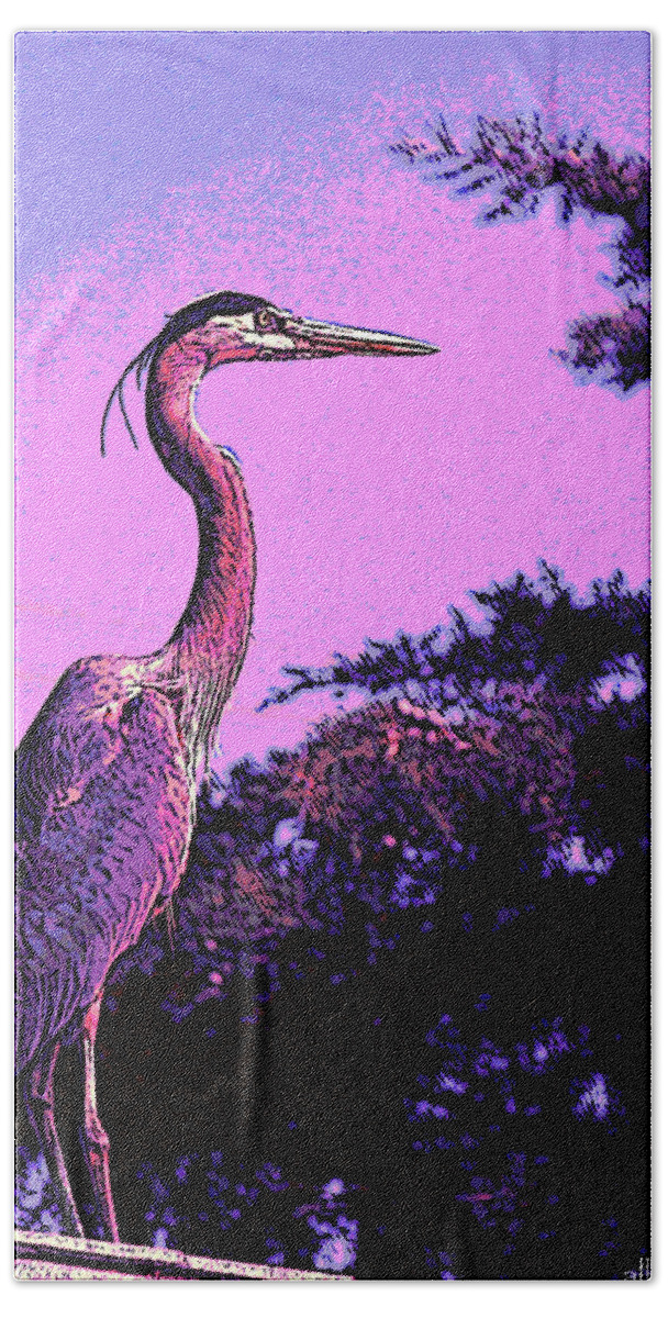 Heron Hand Towel featuring the photograph Colorful Heron by April Burton