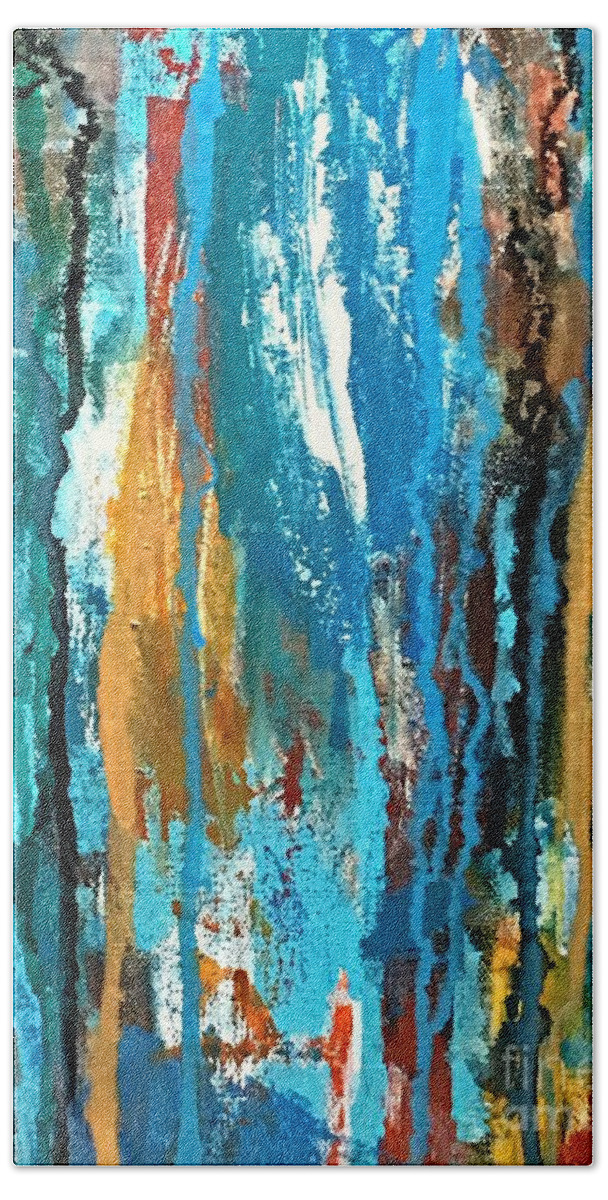 Abstract Bath Towel featuring the painting Colors of My Soul by Mary Mirabal