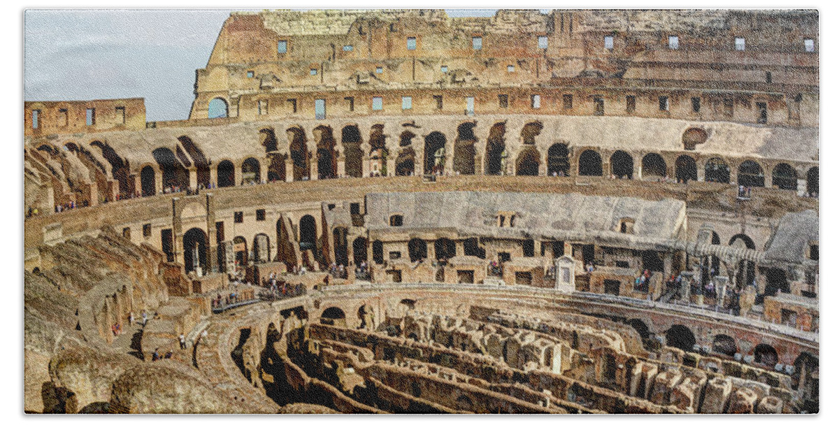 Colosseum Bath Towel featuring the photograph Colosseum from above by Weston Westmoreland