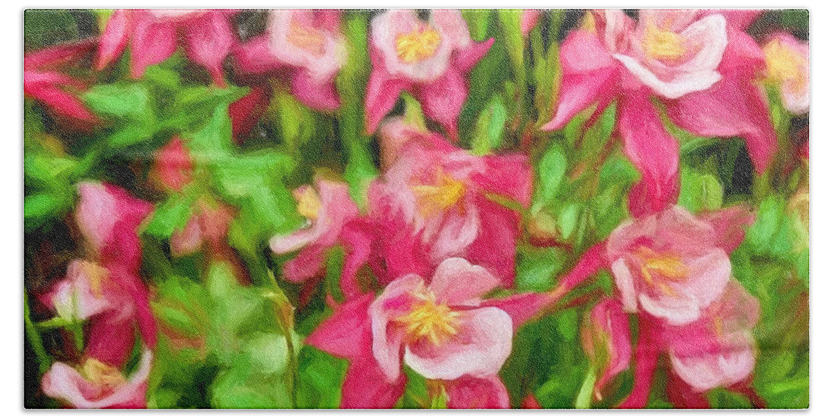 Painting Bath Towel featuring the painting Columbine in the Quabbin by Mitchell R Grosky