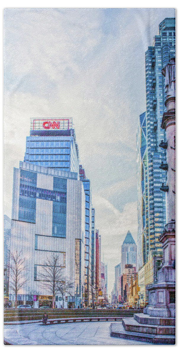 Landscape Hand Towel featuring the photograph Columbus Circle by Theodore Jones