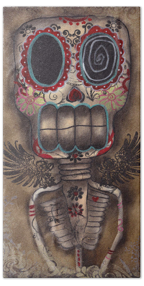 Day Of The Dead Hand Towel featuring the painting Coming for You by Abril Andrade