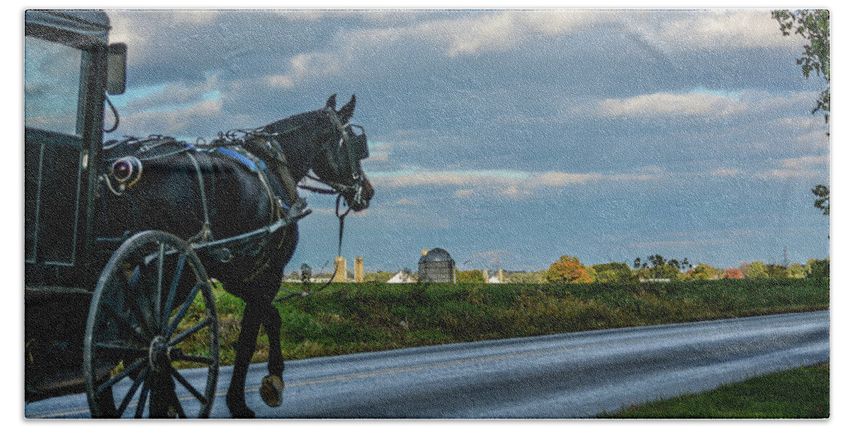 Amish Country Bath Towel featuring the photograph Coming Home at Dusk by Tana Reiff