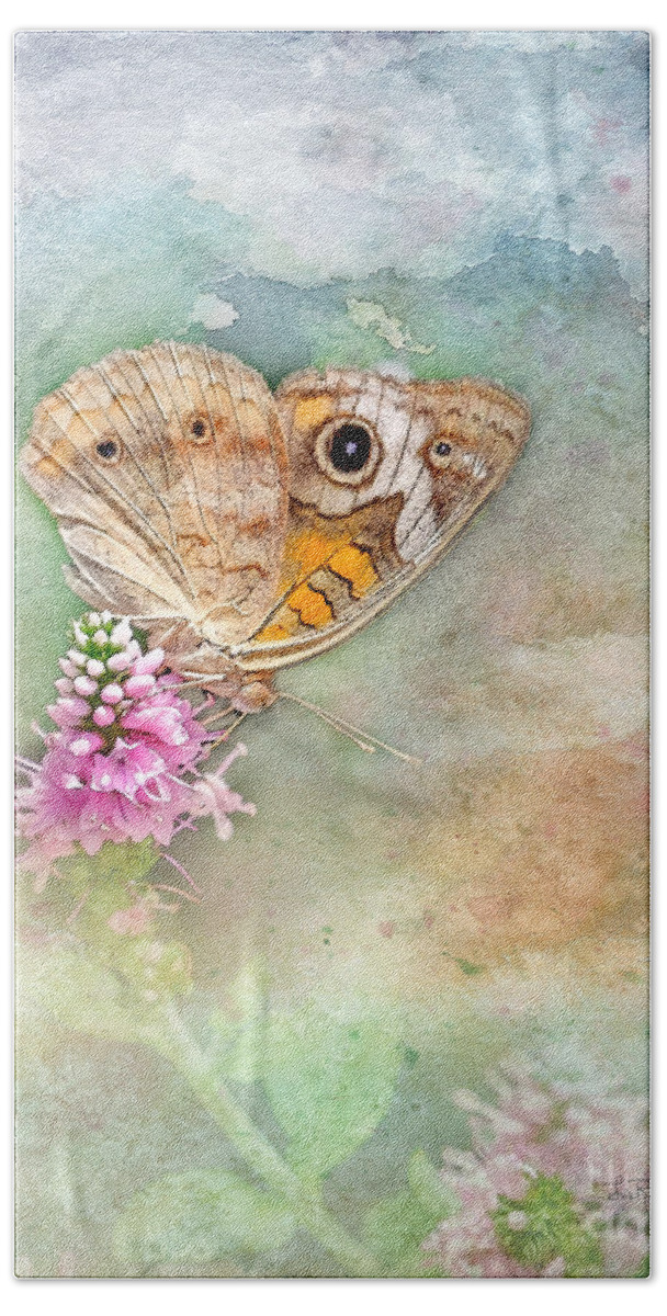 Common Buckeye Butterfly Hand Towel featuring the photograph Common Buckeye by Betty LaRue