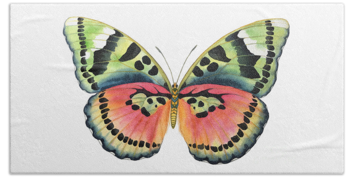 Butterflies Bath Towel featuring the painting Common Pink Forester by Lucy Arnold