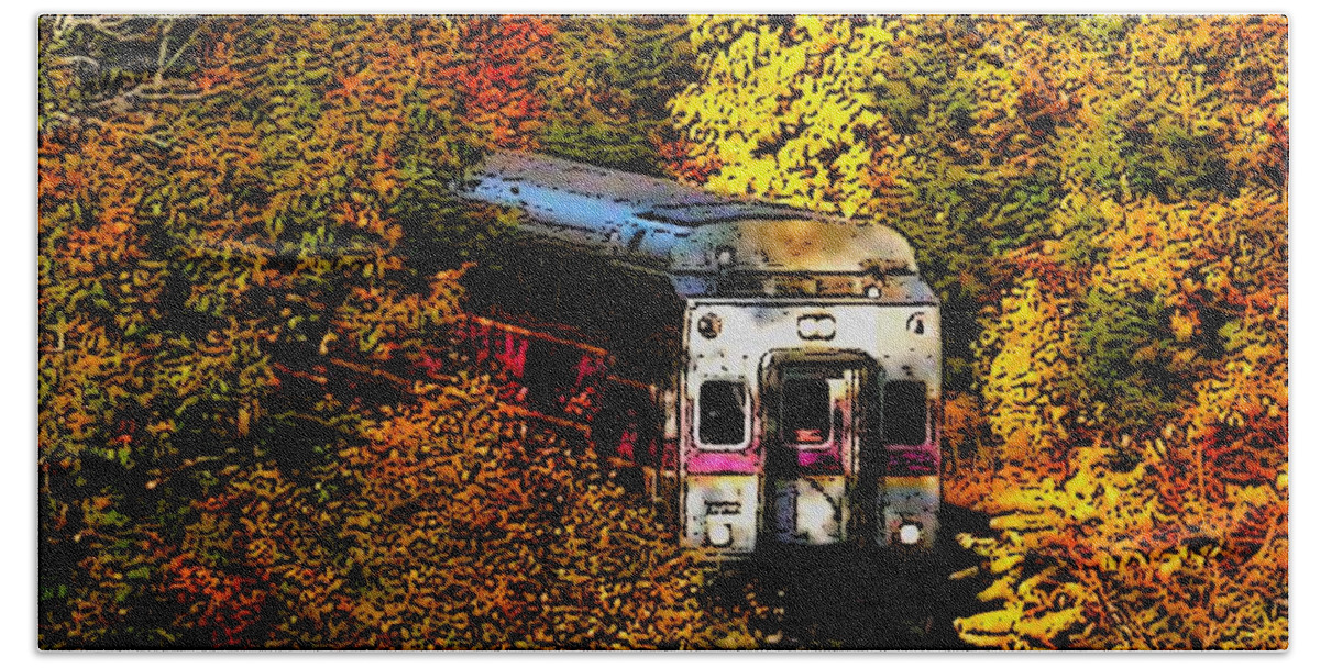  Bath Towel featuring the painting Commuter Rail to Boston by Cliff Wilson
