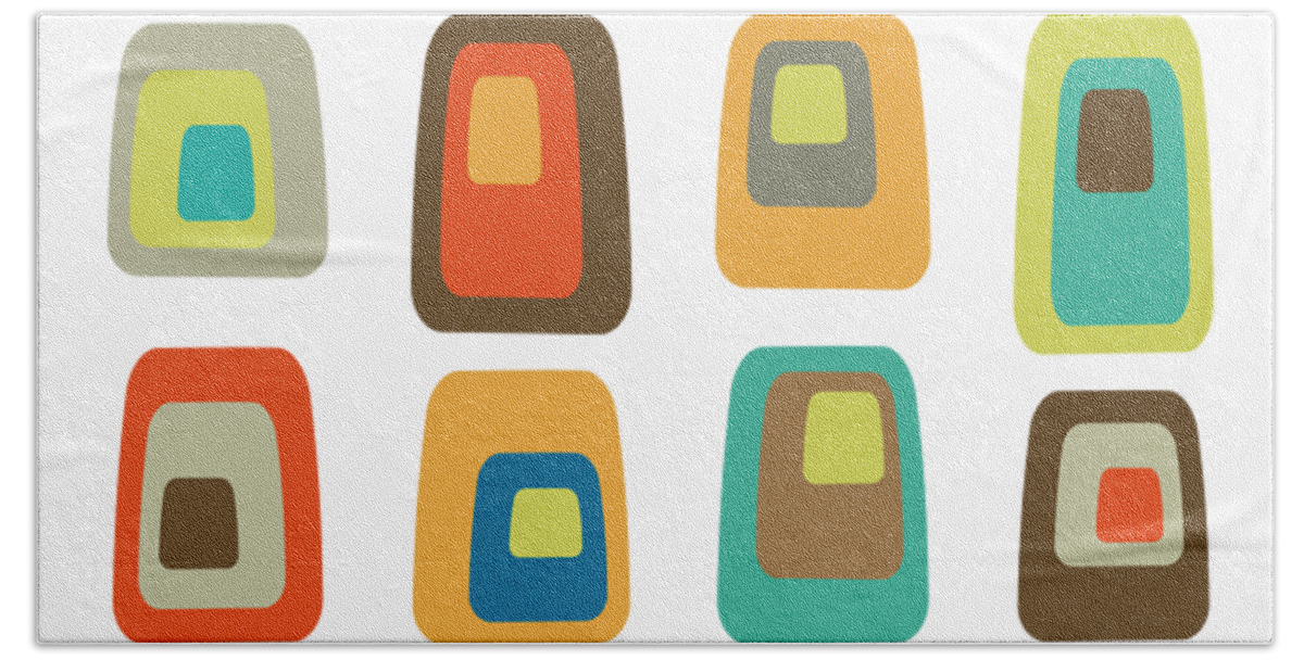 Mid Century Modern Hand Towel featuring the digital art Concentric Oblongs by Donna Mibus