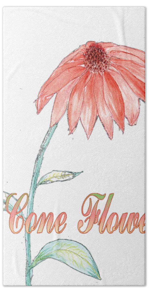 Cone Flower Bath Towel featuring the painting Cone Flower by Judy Hall-Folde