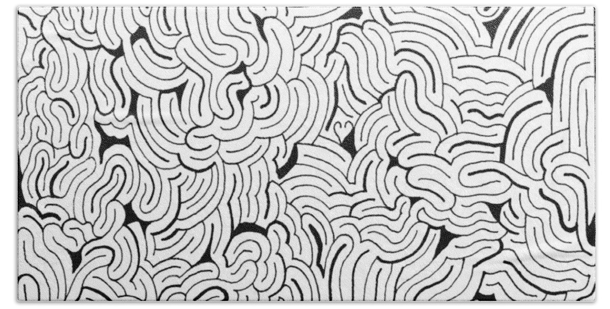 Mazes Bath Towel featuring the drawing Confusion by Steven Natanson