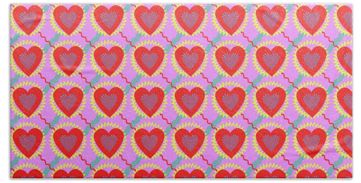 Hearts Hand Towel featuring the digital art Connected hearts pattern by Silvia Ganora