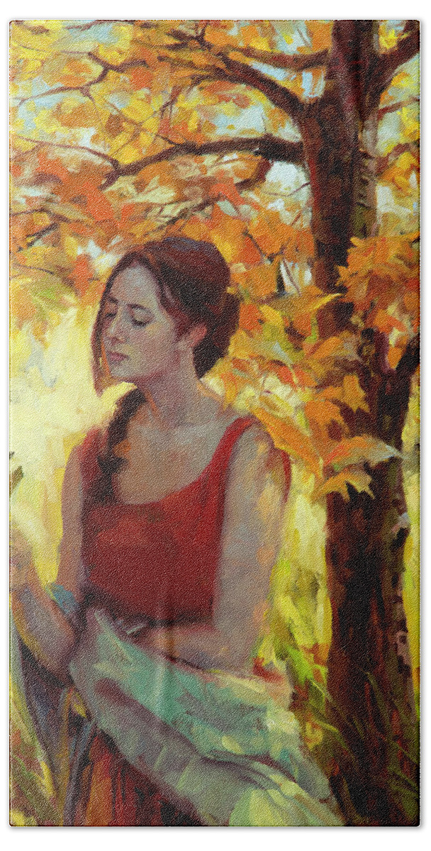 Woman Bath Towel featuring the painting Contemplation by Steve Henderson