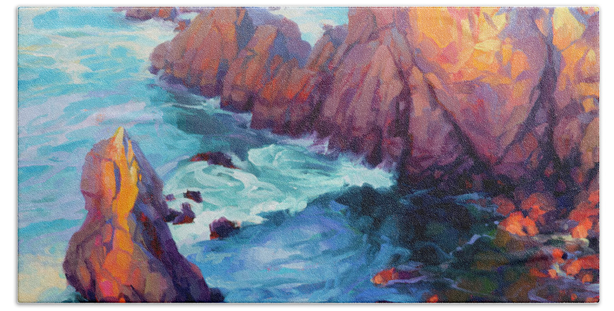 Ocean Hand Towel featuring the painting Convergence by Steve Henderson