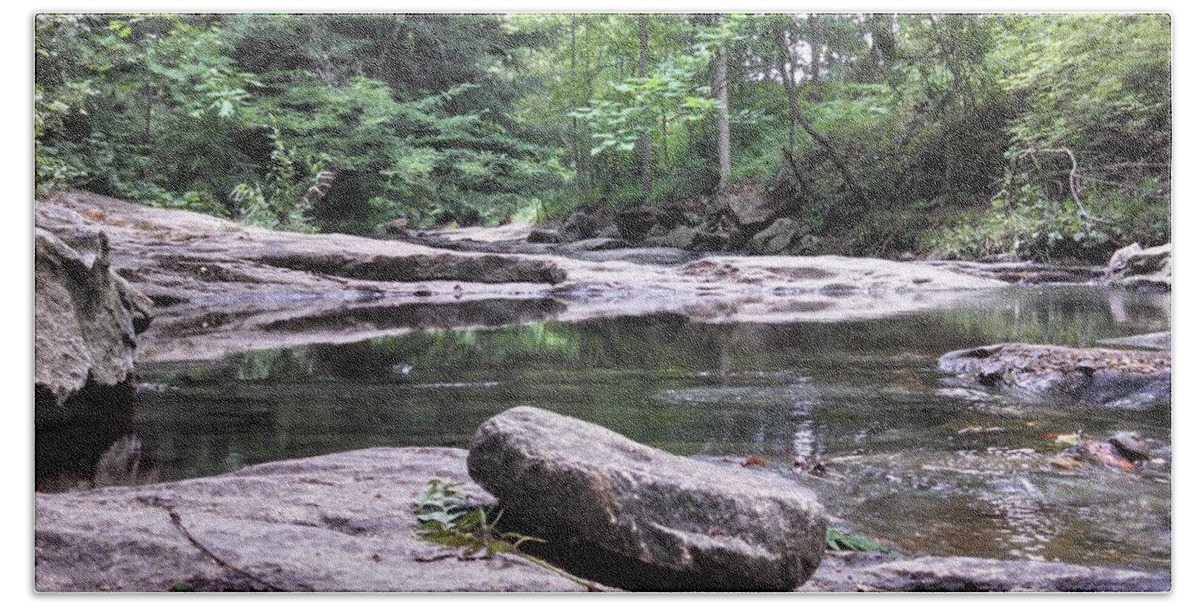Stream Bath Towel featuring the photograph Cool Calm and Peaceful by Allen Nice-Webb