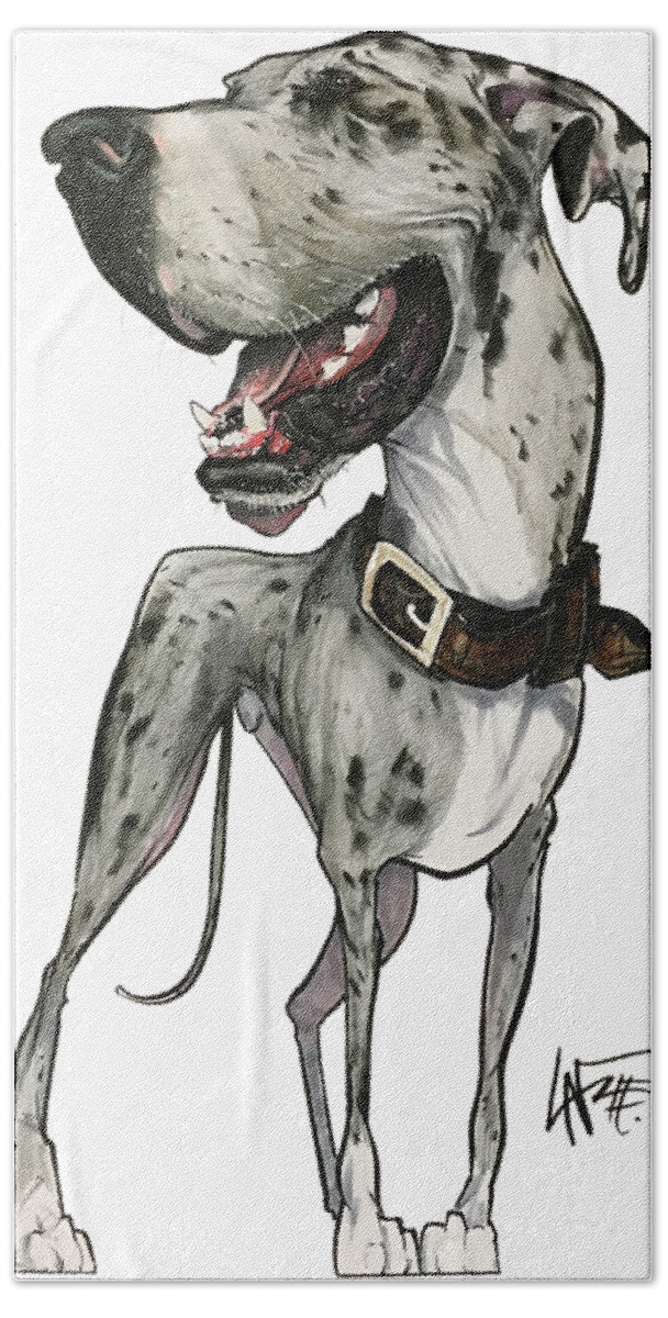 Great Dane Hand Towel featuring the drawing Cooper 3636 by John LaFree