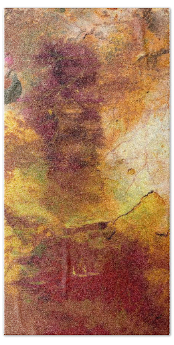 Copper Hand Towel featuring the painting Copperscape Panel 1 by Priscilla Huber