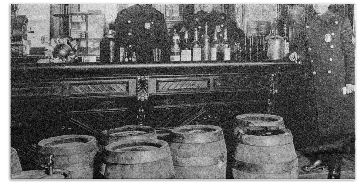 Prohibition Bath Sheet featuring the photograph Cops at the Bar by Jon Neidert