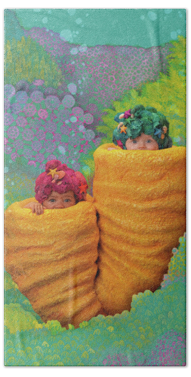 Under The Sea Hand Towel featuring the photograph Coral Babies by Anne Geddes