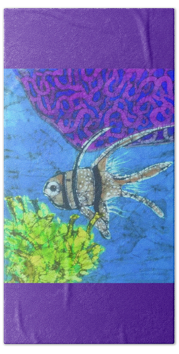 Fish Bath Towel featuring the tapestry - textile Coral Reef by Kay Shaffer