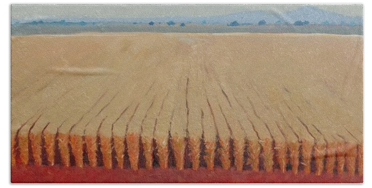 Agriculture Hand Towel featuring the painting Corn Field by Gary Coleman