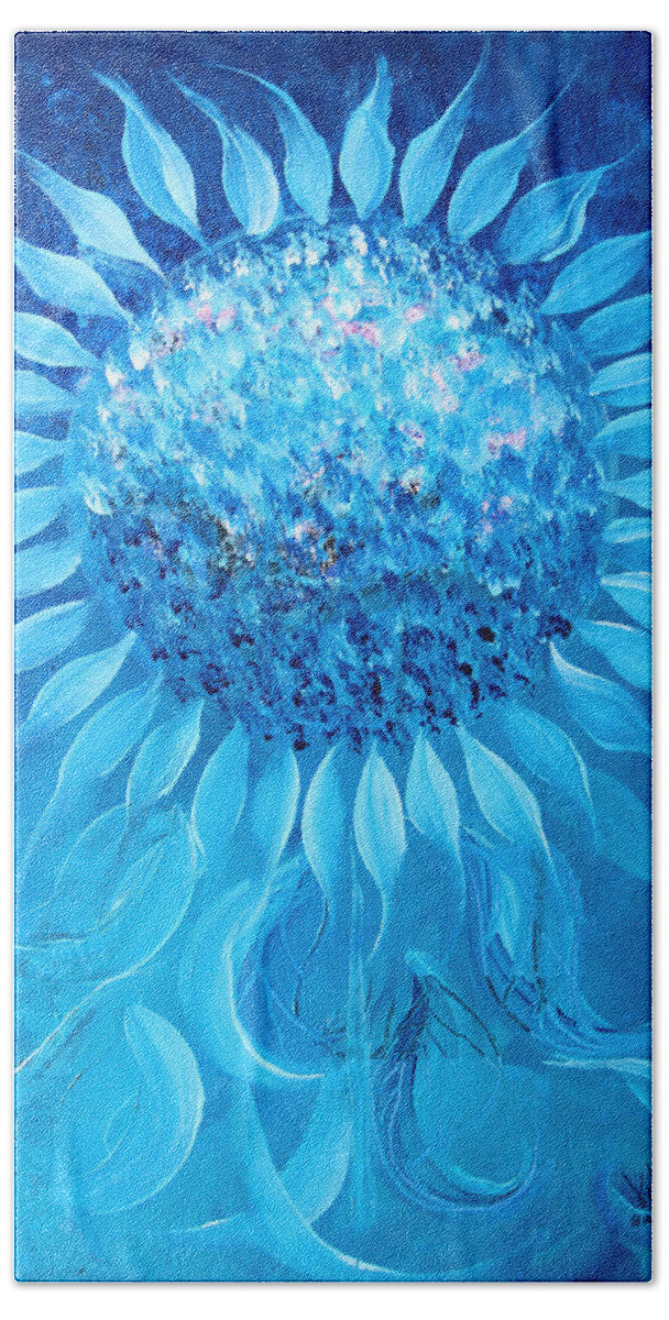 Sunflower Bath Towel featuring the painting Cornflower In Moonlight by J Vincent Scarpace
