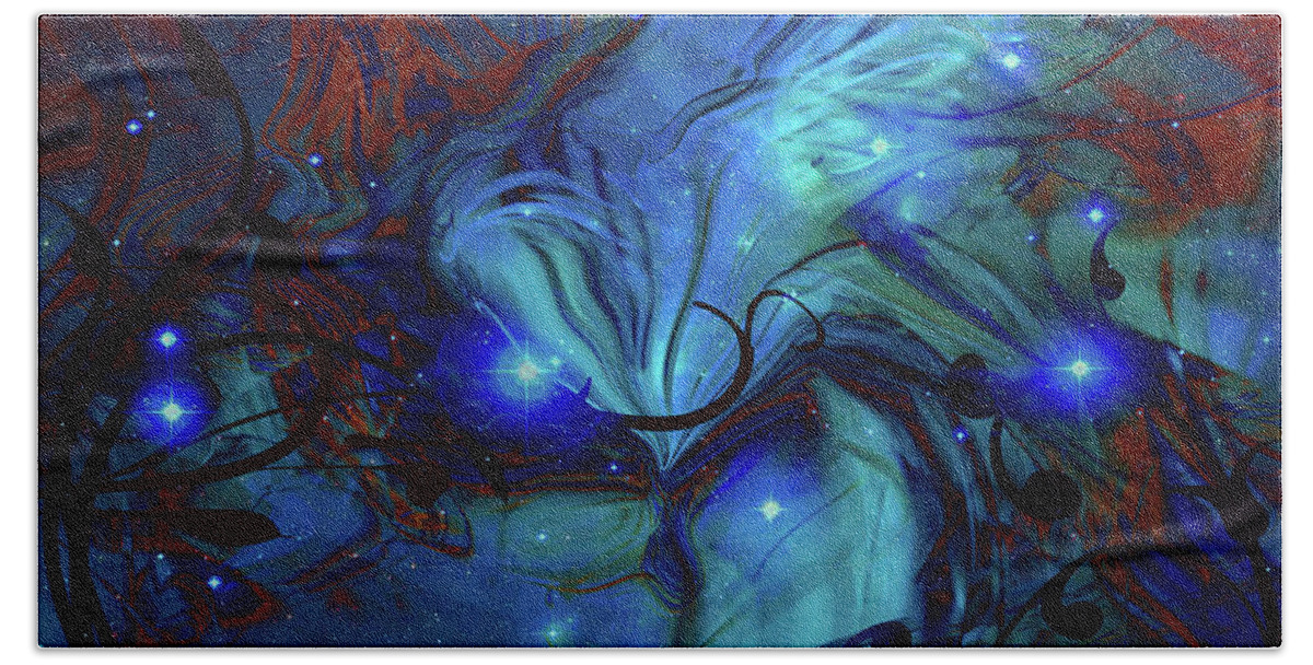 Cosmic Blue Bath Towel featuring the digital art Cosmic Blue by Linda Sannuti