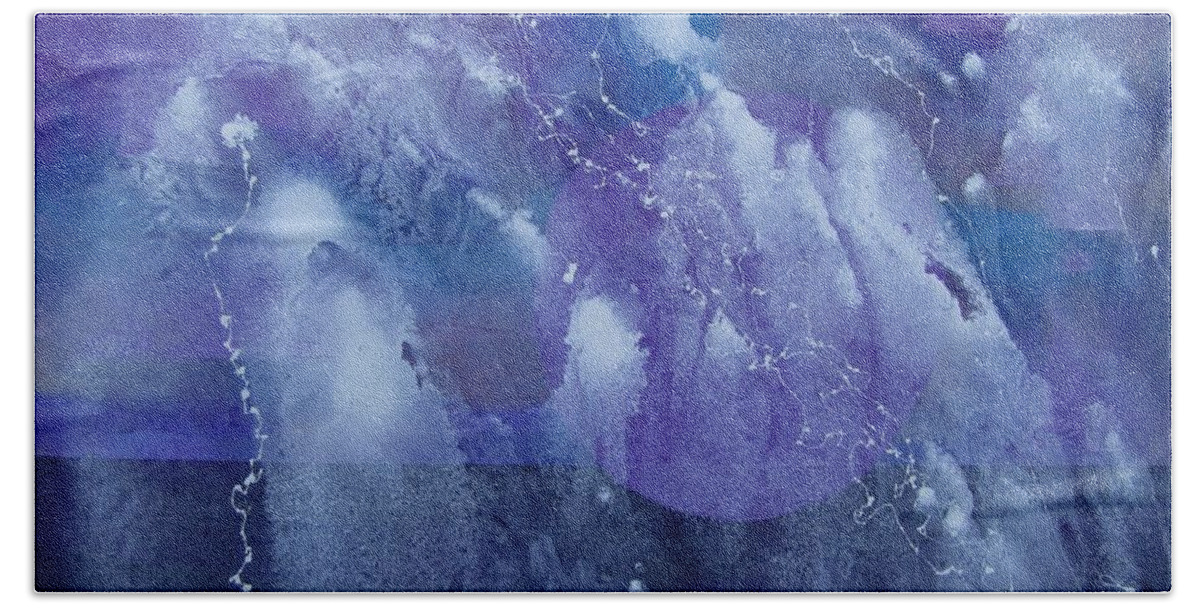 Abstract Hand Towel featuring the painting Cosmic Makeover by Louise Adams