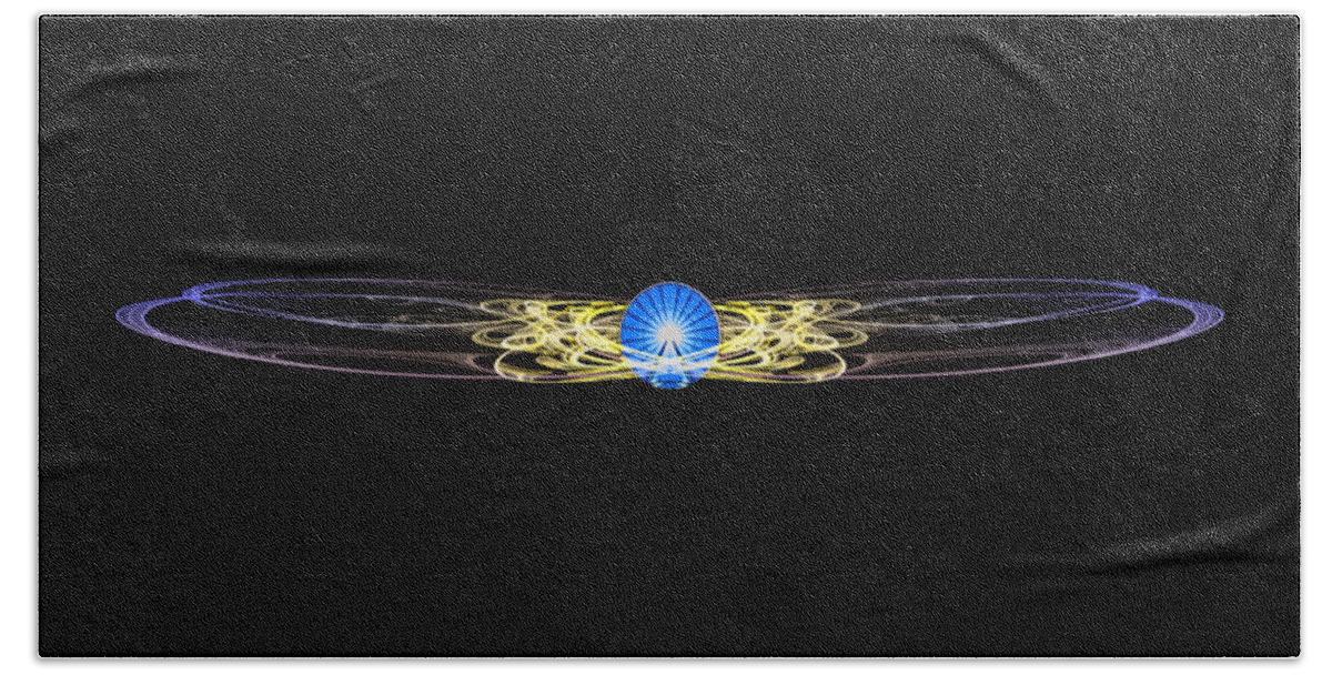Physics Bath Towel featuring the digital art Cosmic Wheel Rays by Pelo Blanco Photo