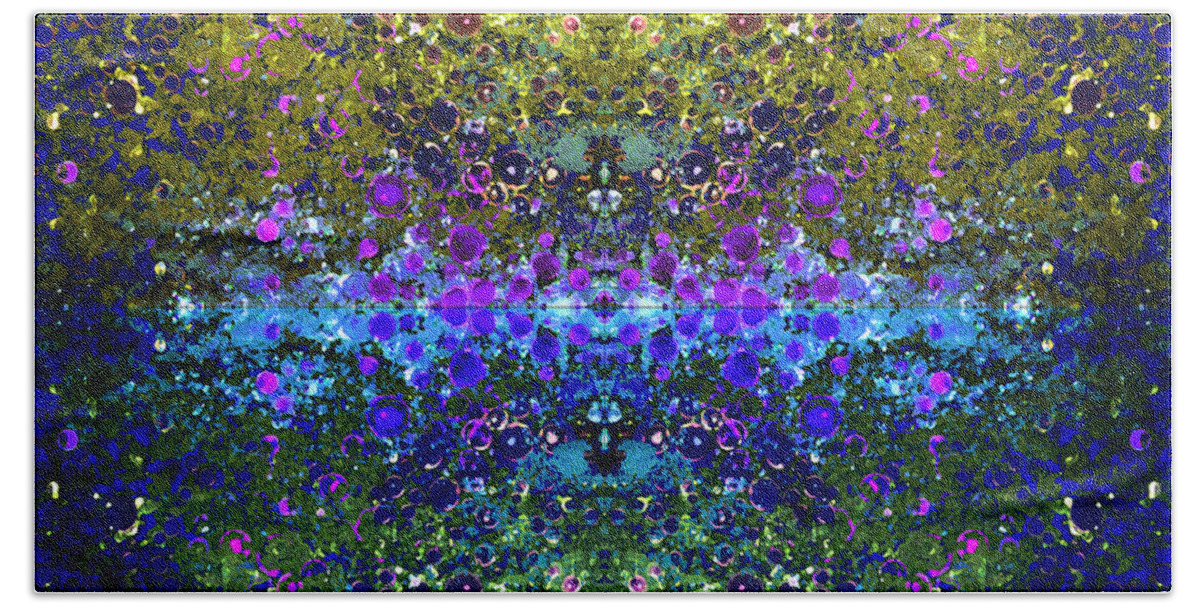 Abstract Bath Sheet featuring the photograph Cosmos Crown Jewels 2 by Angelina Tamez