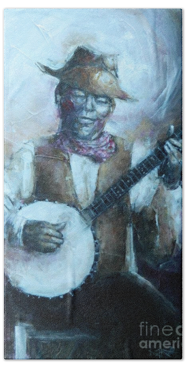 Banjo Hand Towel featuring the painting Cotton Eye Joe by Dan Campbell