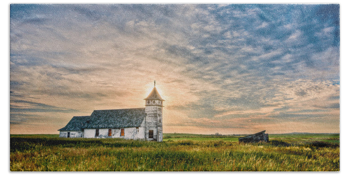 Buildings Hand Towel featuring the photograph Country Church Sunrise by Rikk Flohr