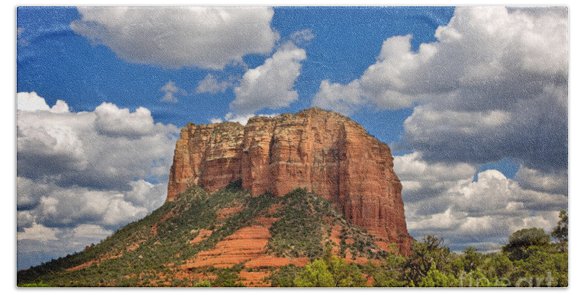 Travel Bath Towel featuring the photograph Courthouse Butte by Louise Heusinkveld
