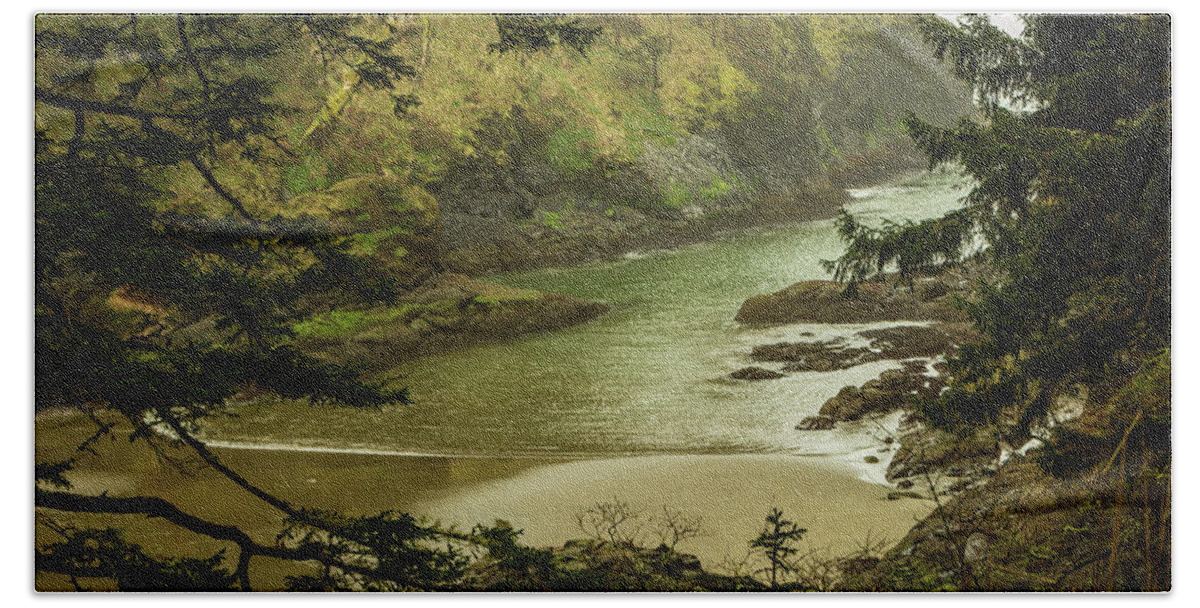 Cove Hand Towel featuring the photograph Cove At Cape Disappointment Park by Aashish Vaidya
