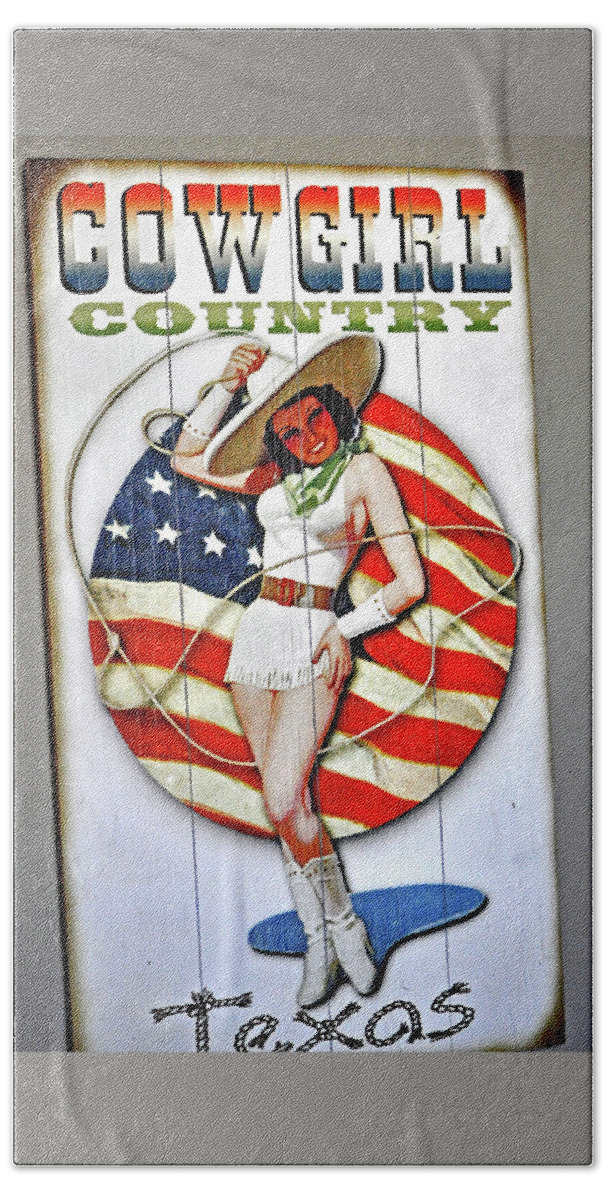 Girl Hand Towel featuring the photograph Cowgirl Pin-up Texas by Jay Milo