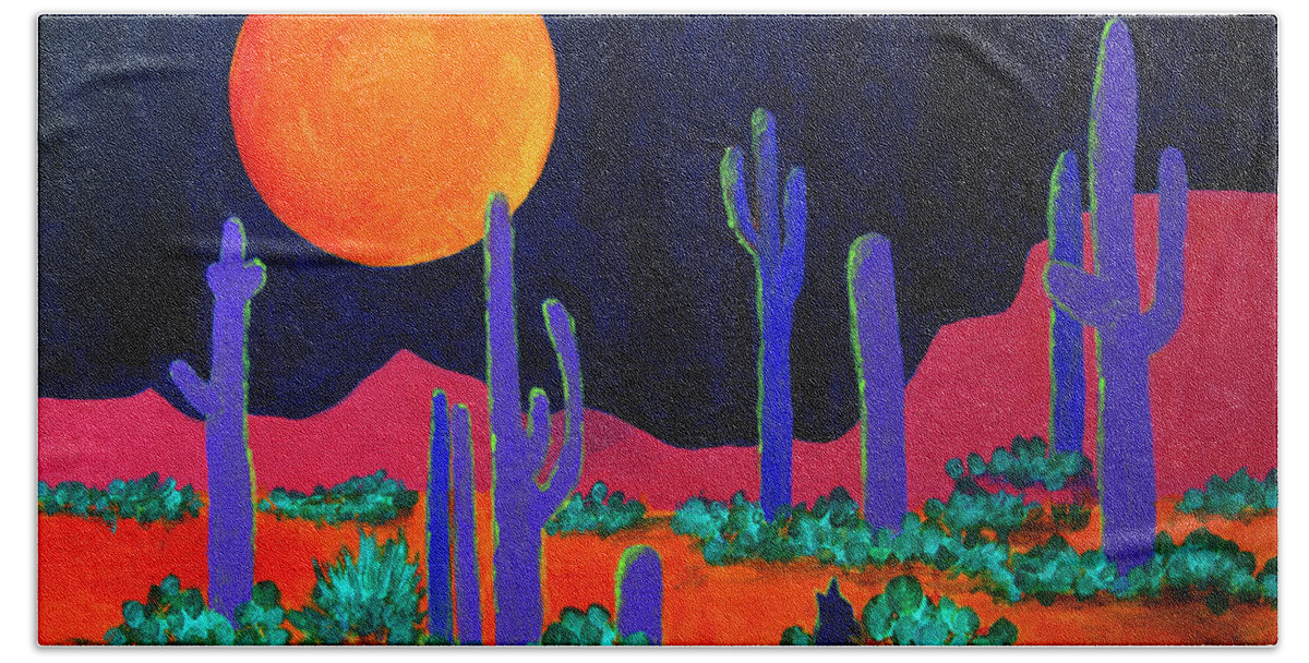 Art Bath Towel featuring the painting Coyote Moon by Jeanette French