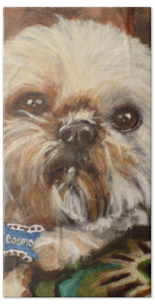 Bichon Bath Towel featuring the painting Cozmo by Carol Russell