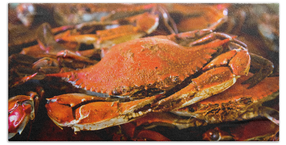 Blue Crabs Bath Towel featuring the photograph Crab Boil by Karen Wiles