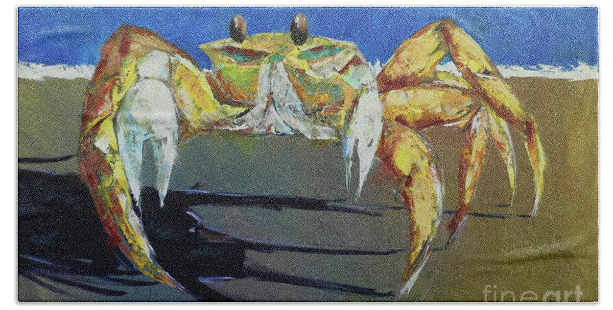 Crab Hand Towel featuring the painting Crab Legs by Alan Metzger