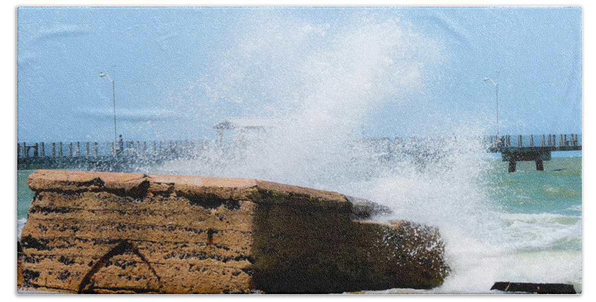 Ocean Hand Towel featuring the photograph Crash into me by Bradley Dever